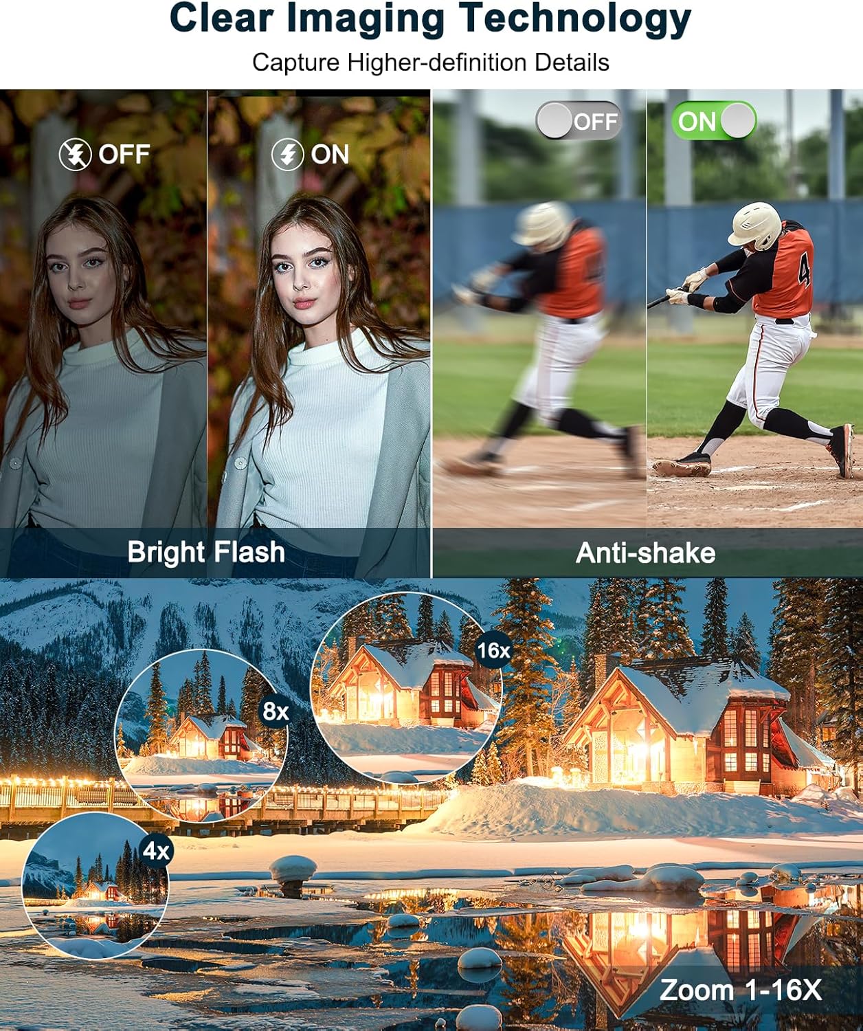 4K Digital Camera for Photography and Video, Autofocus Anti-Shake 48MP Vlogging Camera for YouTube, 3'' 180°Flip Screen Camera with Flash 16X Zoom, Digital Camera with 32GB Card Battery Charger Black - Image 4