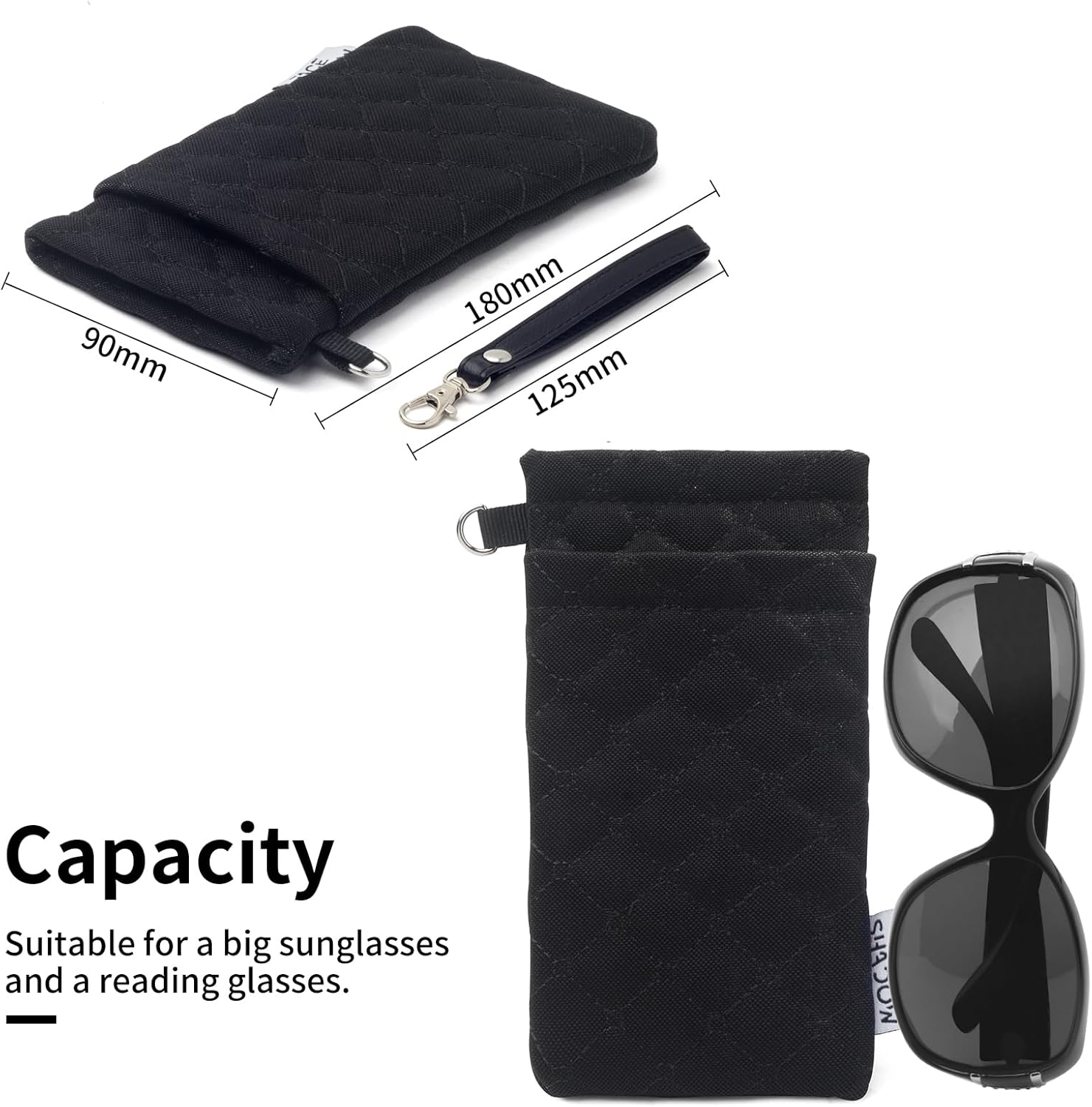 Face Shadow Double Glasses Case Soft Eyeglass Case For Women Men Squeeze Top Sunglasses Case With Cleaning Cloth - Image 3