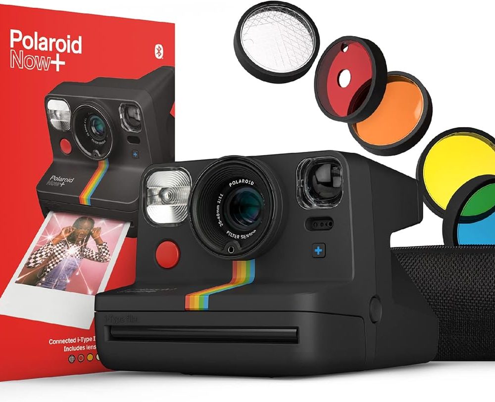 Now+ Black (9061) - Bluetooth Connected I-Type Instant Film Camera with Bonus Lens Filter Set