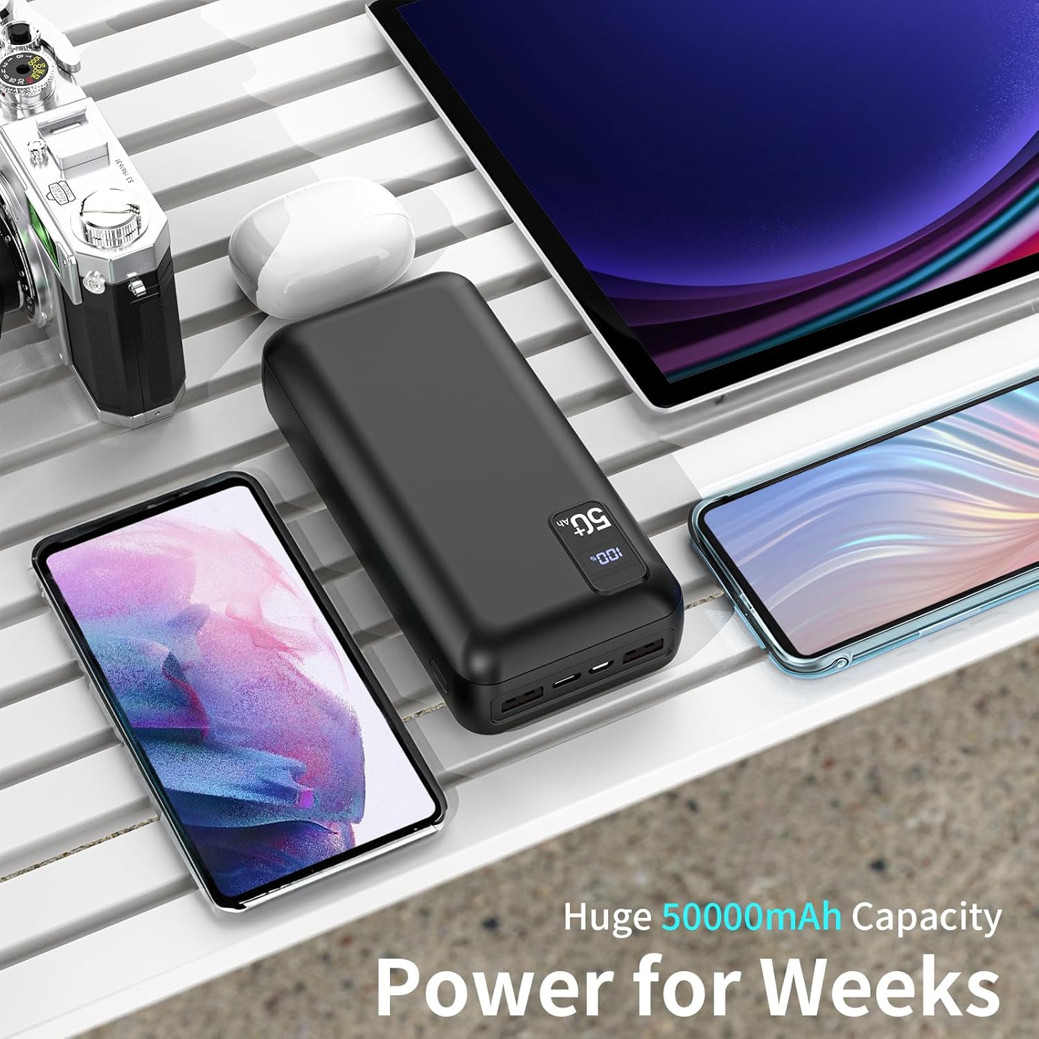 Power Bank 50000mAh 22.5W Fast Charging Portable Charger USB-C Quick Charge with 3 Outputs & 2 Inputs LED Display Huge Capacity External Battery Pack for Most Electronic Devices on The Market - Image 2